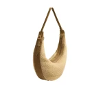 Khaite Augustina Hobo in Wheat Suede and Natural Raffia