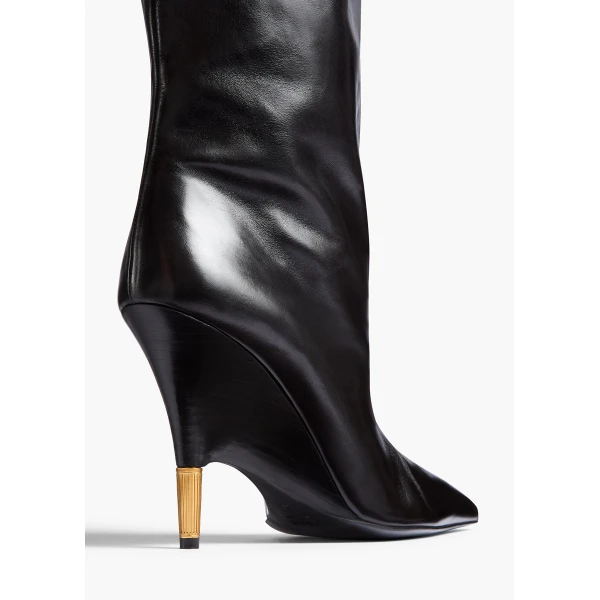 Bella Knee-High Boot in Black Leather - Image 4