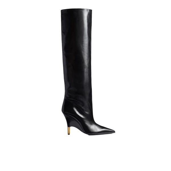 Bella Knee-High Boot in Black Leather