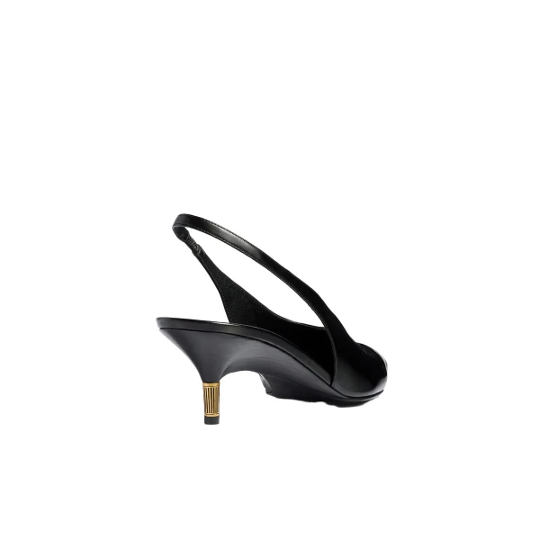 Bella Low Pump in Black Glazed Leather - Image 4