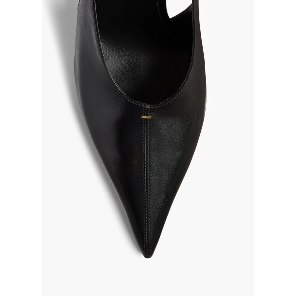 Bella Low Pump in Black Glazed Leather - Image 5