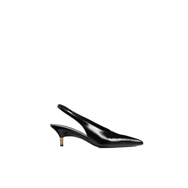 Bella Low Pump in Black Glazed Leather