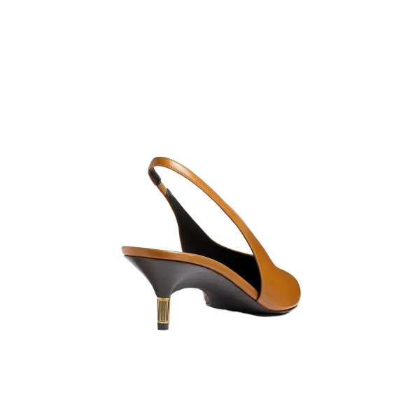 Bella Low Pump in Cuoio Glazed Leather - Image 4