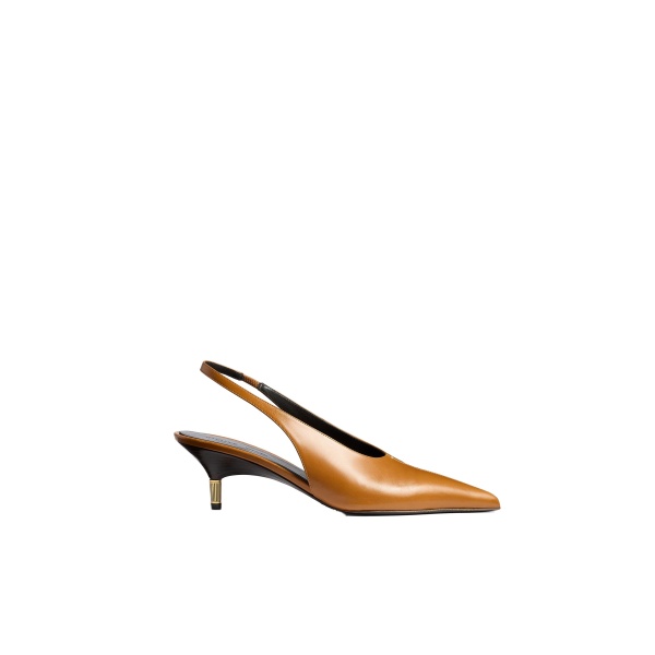 Khaite Bella Low Pump in Cuoio Glazed Leather