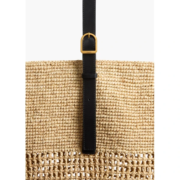 Billie Bucket Bag in Natural Raffia - Image 3