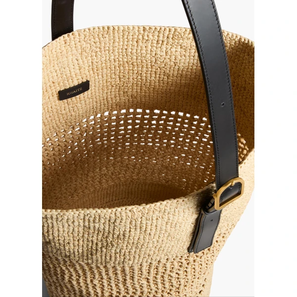Billie Bucket Bag in Natural Raffia - Image 4