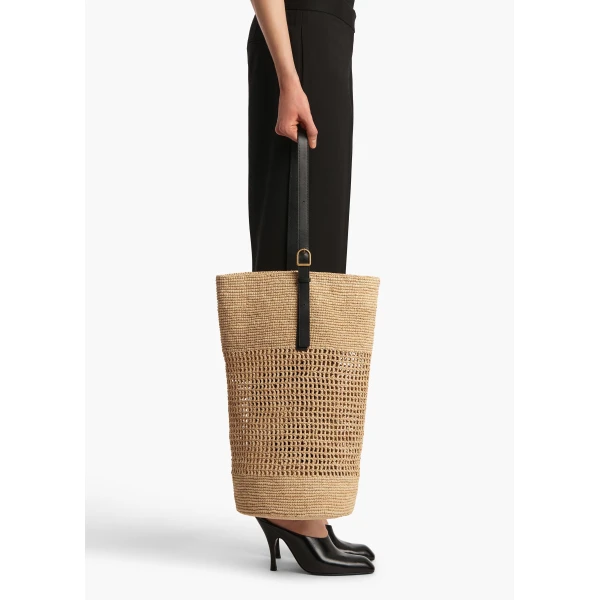 Billie Bucket Bag in Natural Raffia - Image 5