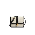 Khaite Blake Crossbody Bag in Black Leather and Natural Canvas