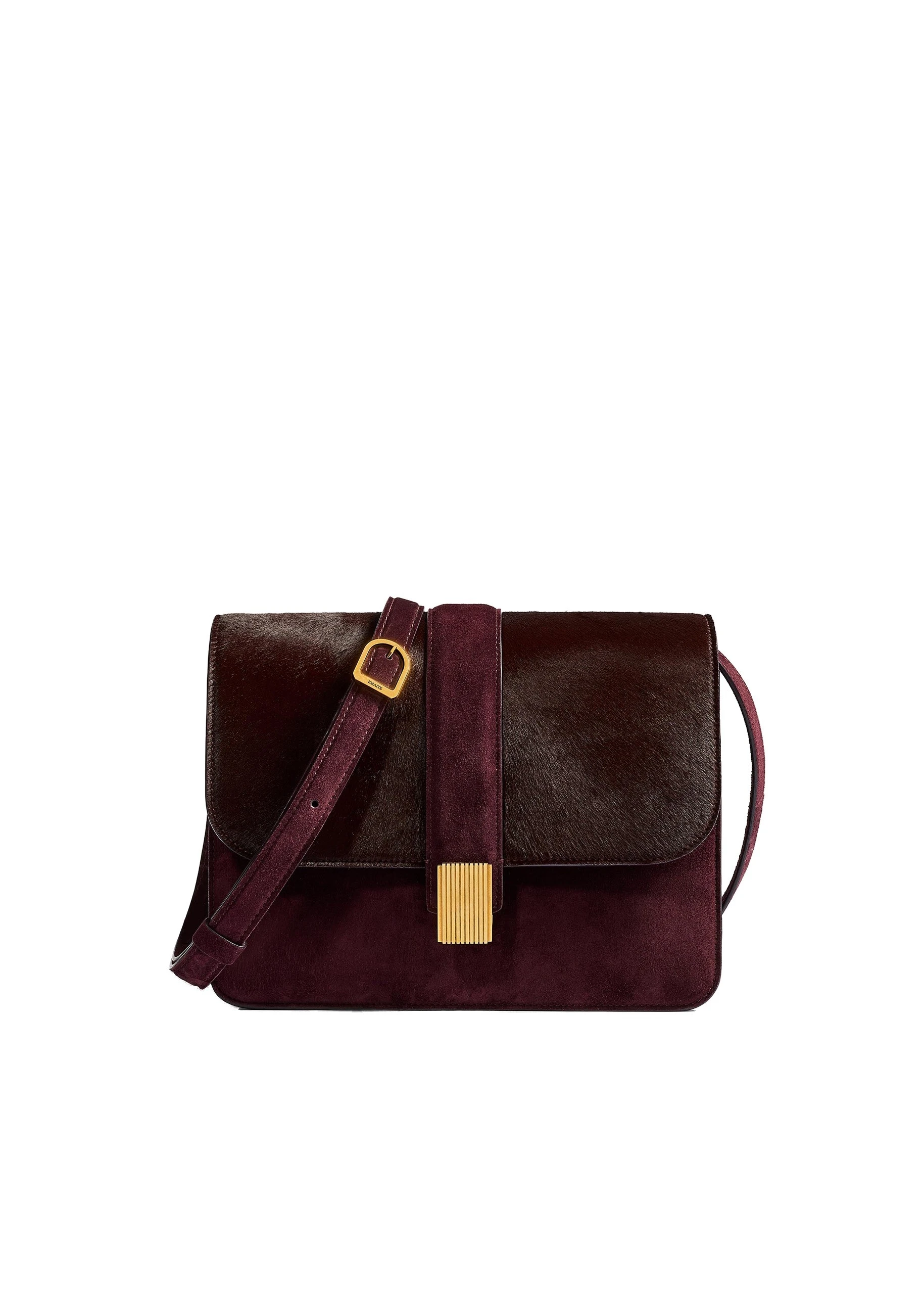Khaite Blake Crossbody Bag in Rouge Noir Haircalf | Buy Bags at Luxury Shoes Khaite Blake Crossbody Bag in Rouge Noir Haircalf