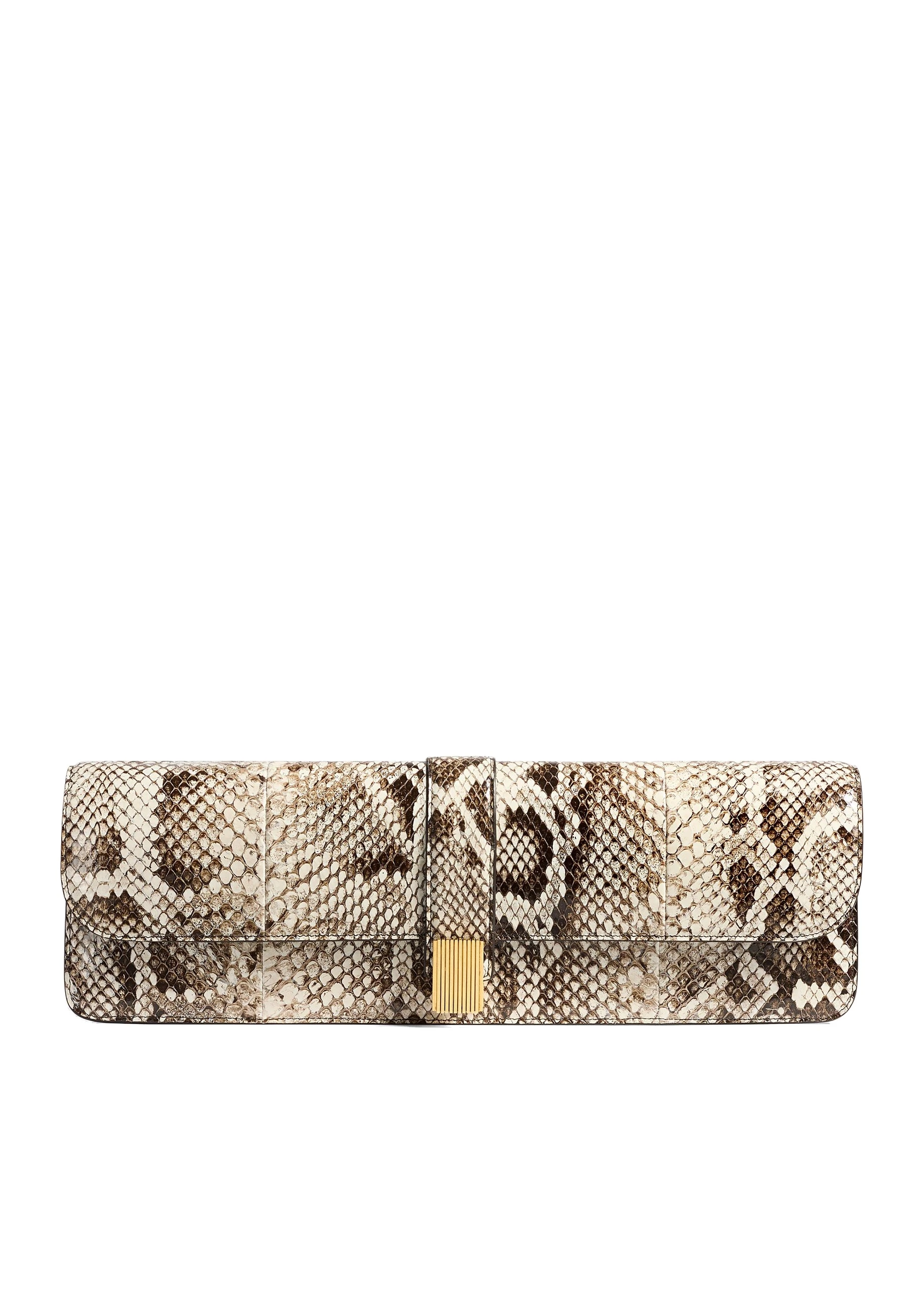 Khaite Blake Long Clutch in Natural Python | Buy Bags at Luxury Shoes Khaite Blake Long Clutch in Natural Python