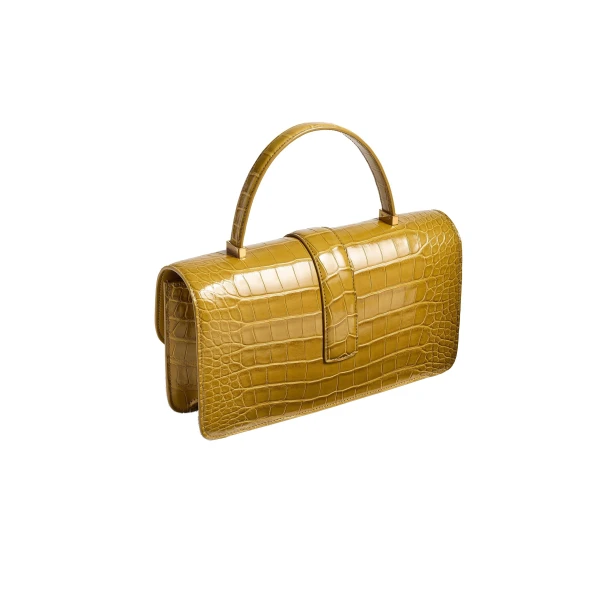 Blake Top Handle Bag in Golden Olive Alligator - Image 2