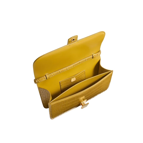 Blake Top Handle Bag in Golden Olive Alligator - Image 5