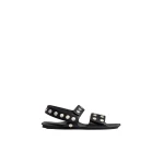 Khaite Boden Sandal in Black Leather with Silver Studs