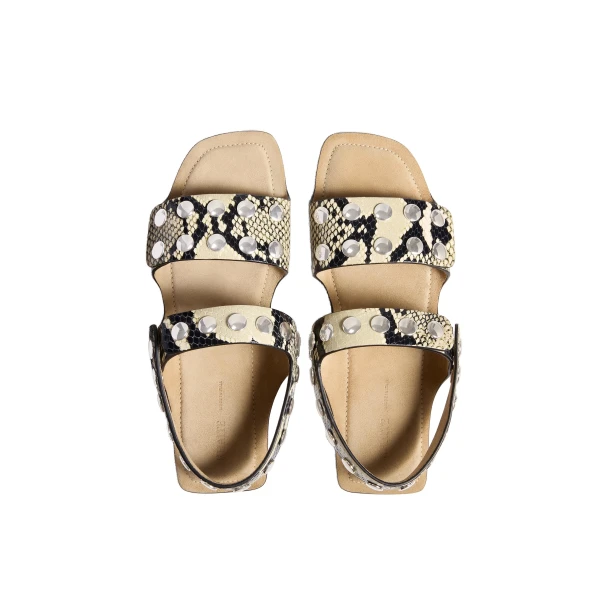 Boden Sandal in Python-Embossed Leather with Silver Studs - Image 3