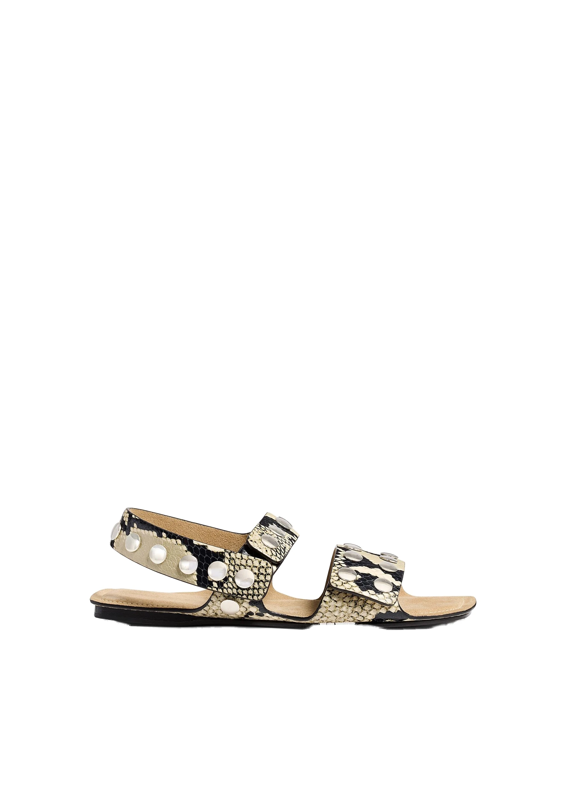 Khaite Boden Sandal in Python-Embossed Leather with Silver Studs | Buy Shoes at Luxury Shoes Khaite Boden Sandal in Python-Embossed Leather with Silver Studs