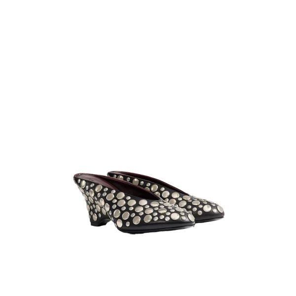 Cloak Wedge in Black Leather with Silver Studs - Image 2