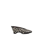 Khaite Cloak Wedge in Black Leather with Silver Studs