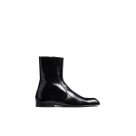 Khaite Colt Ankle Boot in Black Glazed Leather