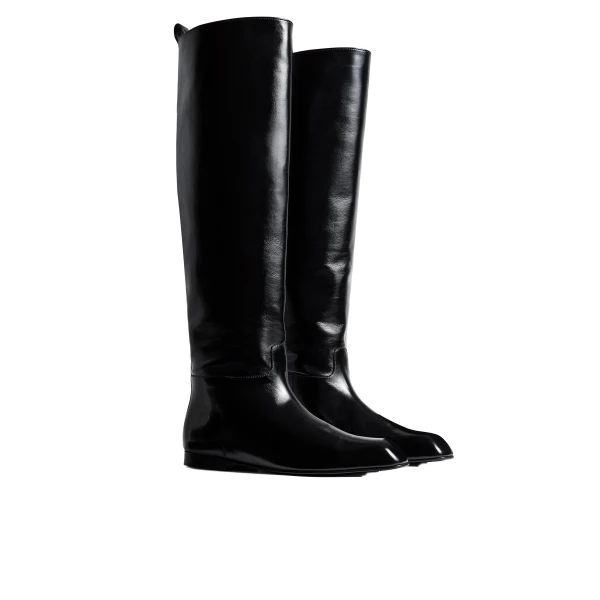 Colt Knee-High Boot in Black Glazed Leather - Image 2