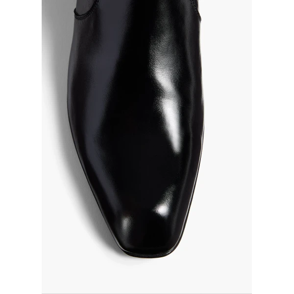 Colt Knee-High Boot in Black Glazed Leather - Image 3