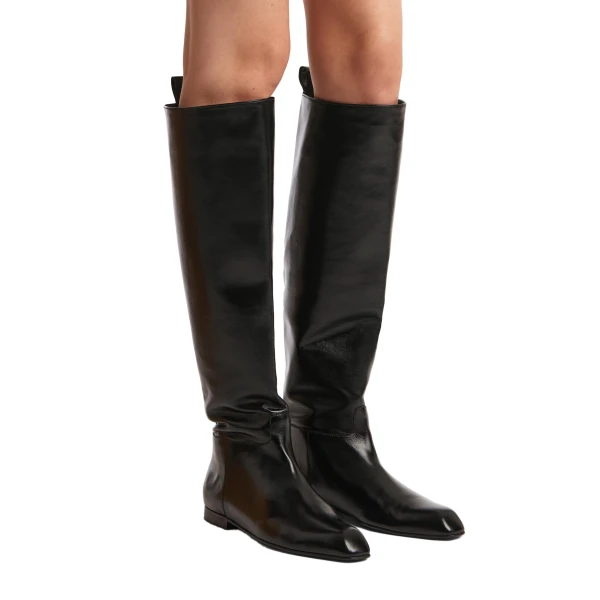 Colt Knee-High Boot in Black Glazed Leather - Image 4