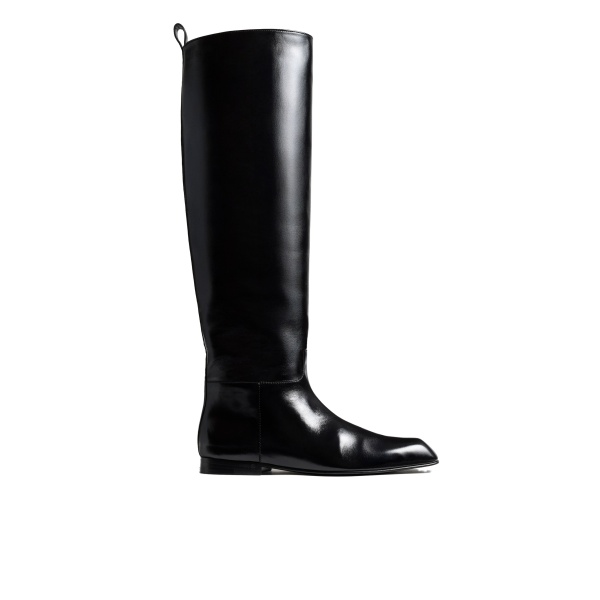 Khaite Colt Knee-High Boot in Black Glazed Leather