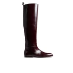 Khaite Colt Knee-High Boot in Bordeaux Glazed Leather