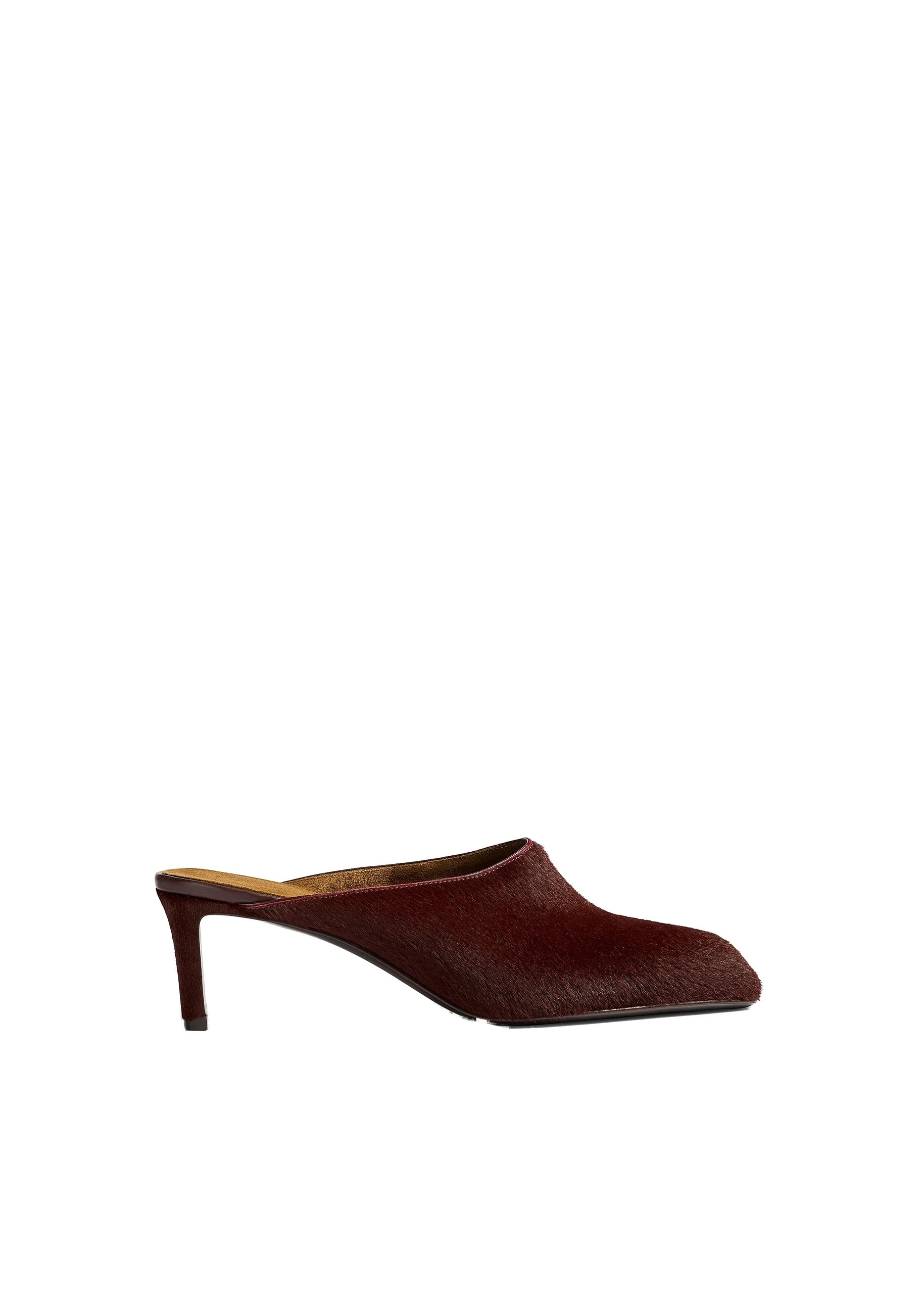 Khaite Colt Low Mule in Rouge Noir Haircalf | Buy Shoes at Luxury Shoes Khaite Colt Low Mule in Rouge Noir Haircalf