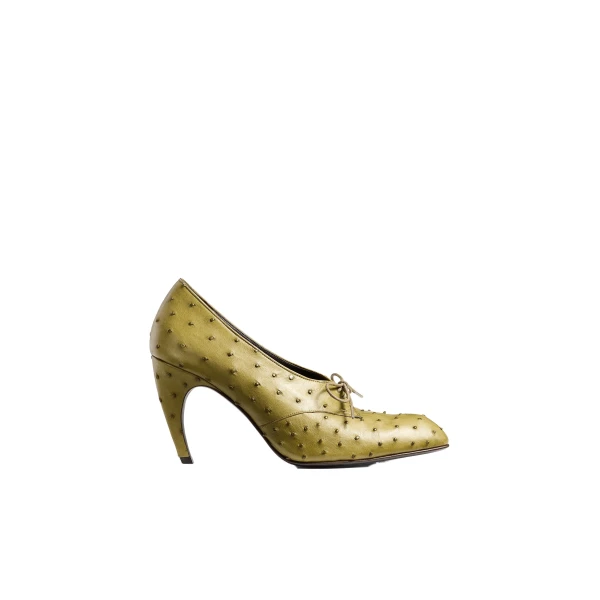 Khaite Colt Pump in Olive Ostrich