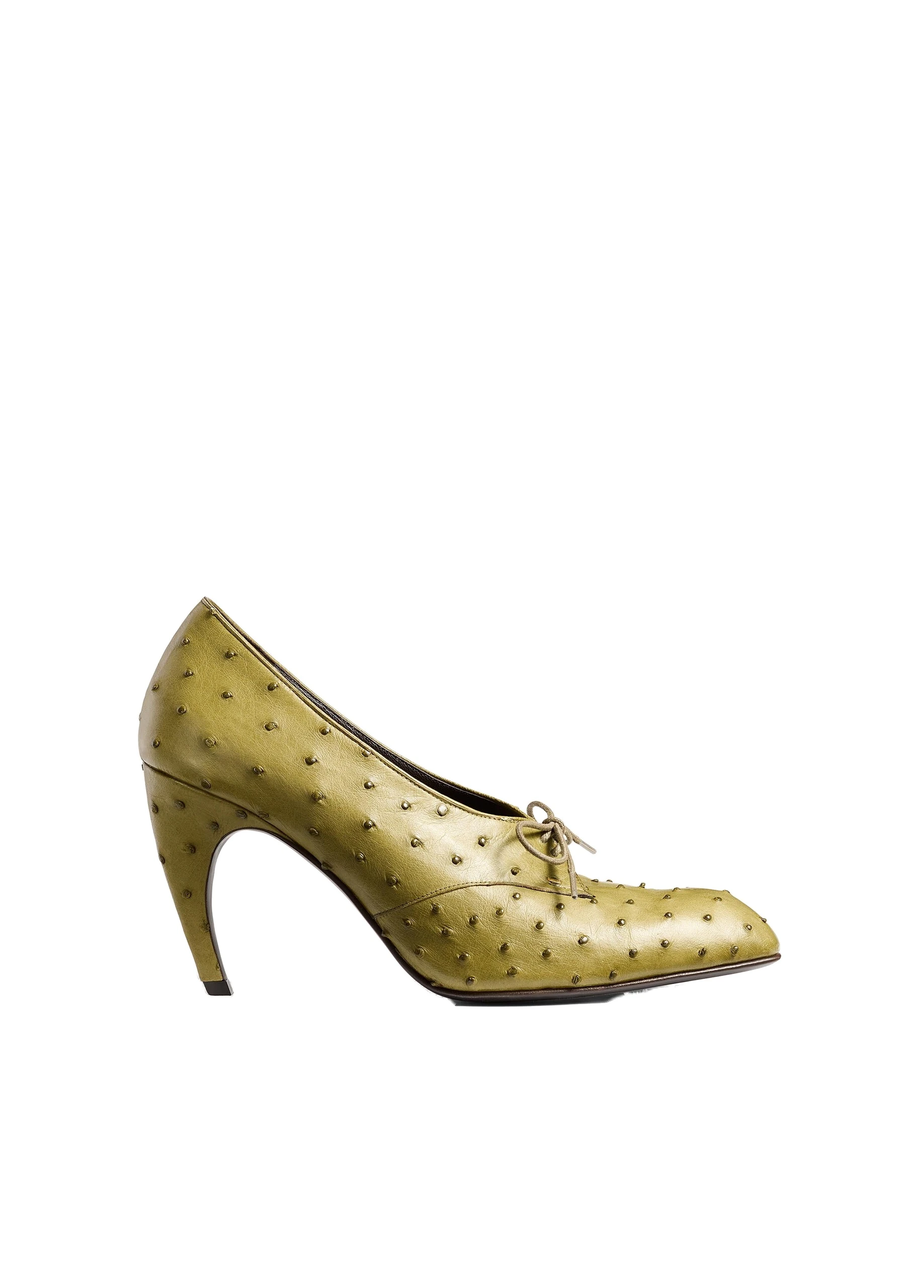 Khaite Colt Pump in Olive Ostrich | Buy Shoes at Luxury Shoes Khaite Colt Pump in Olive Ostrich
