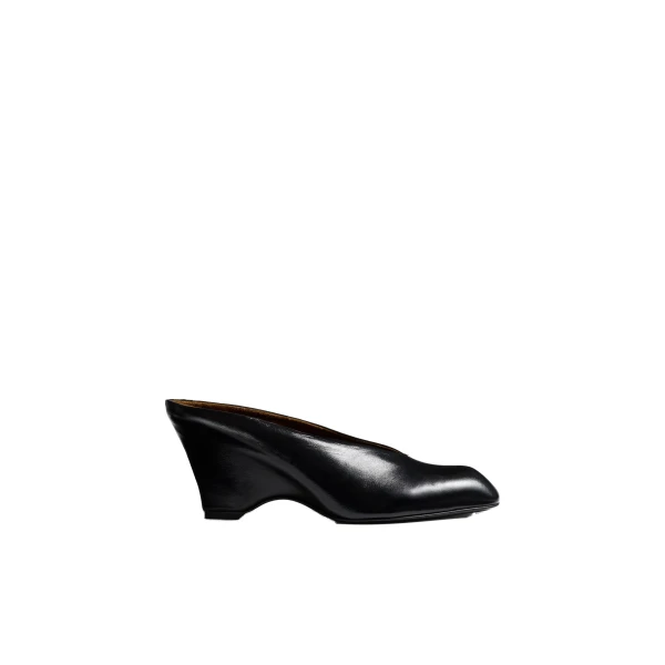Khaite Colt Wedge in Black Glazed Leather