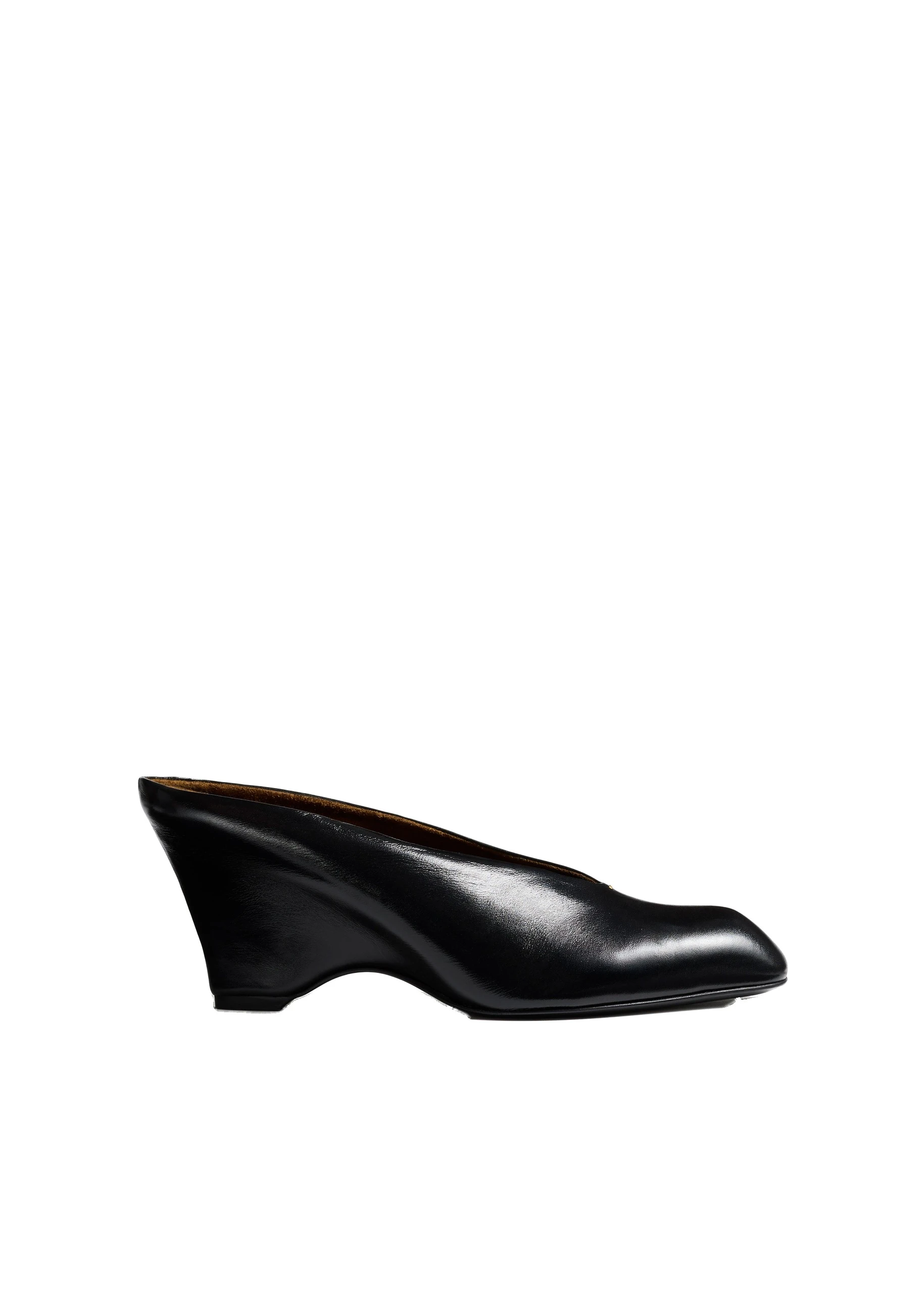 Khaite Colt Wedge in Black Glazed Leather | Buy Shoes at Luxury Shoes Khaite Colt Wedge in Black Glazed Leather