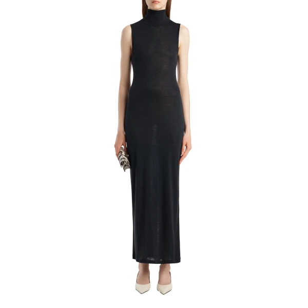 Demi Dress in Black Wool Silk - Image 2