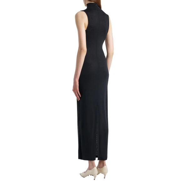 Demi Dress in Black Wool Silk - Image 3