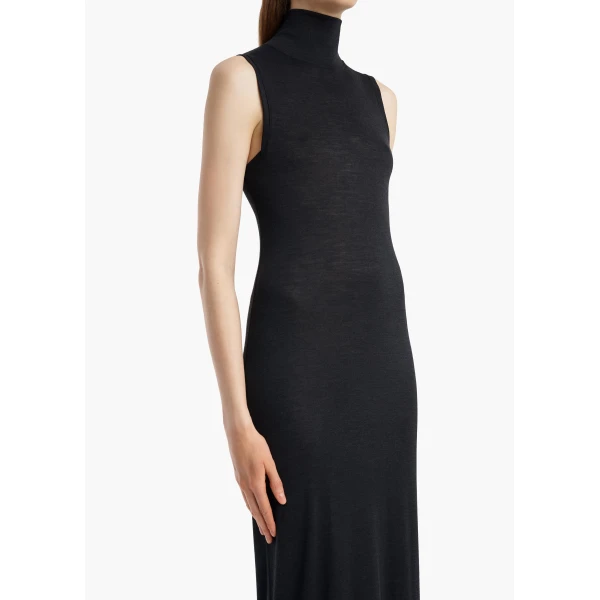 Demi Dress in Black Wool Silk - Image 4