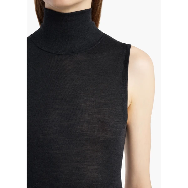Demi Dress in Black Wool Silk - Image 5