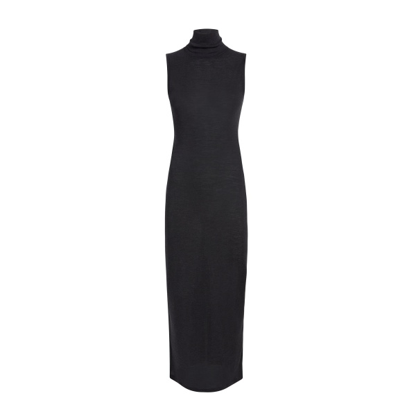 Khaite Demi Dress in Black Wool Silk | Dresses | Luxury Shoes 