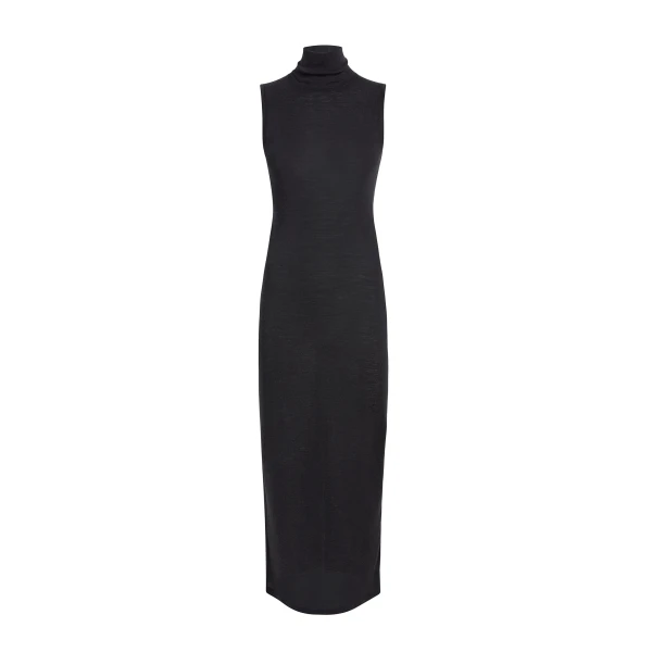 Khaite Demi Dress in Black Wool Silk | Dresses | Luxury Shoes 