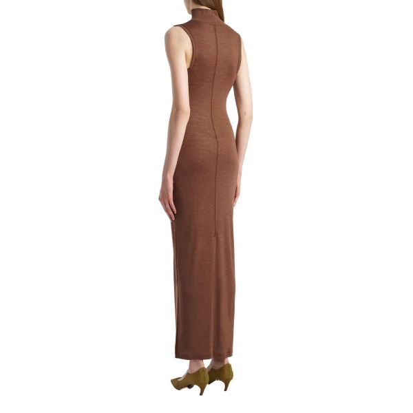 Demi Dress in Chestnut Wool Silk - Image 3