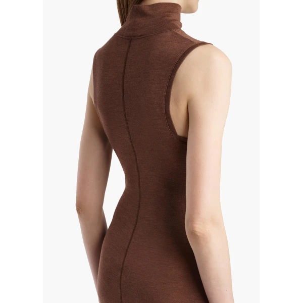 Demi Dress in Chestnut Wool Silk - Image 5