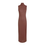 Khaite Demi Dress in Chestnut Wool Silk | Dresses | Luxury Shoes 