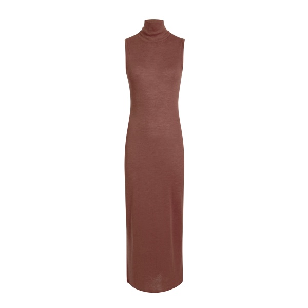 Khaite Demi Dress in Chestnut Wool Silk | Dresses | Luxury Shoes 