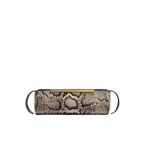 Khaite Donna Evening Clutch in Natural Python
