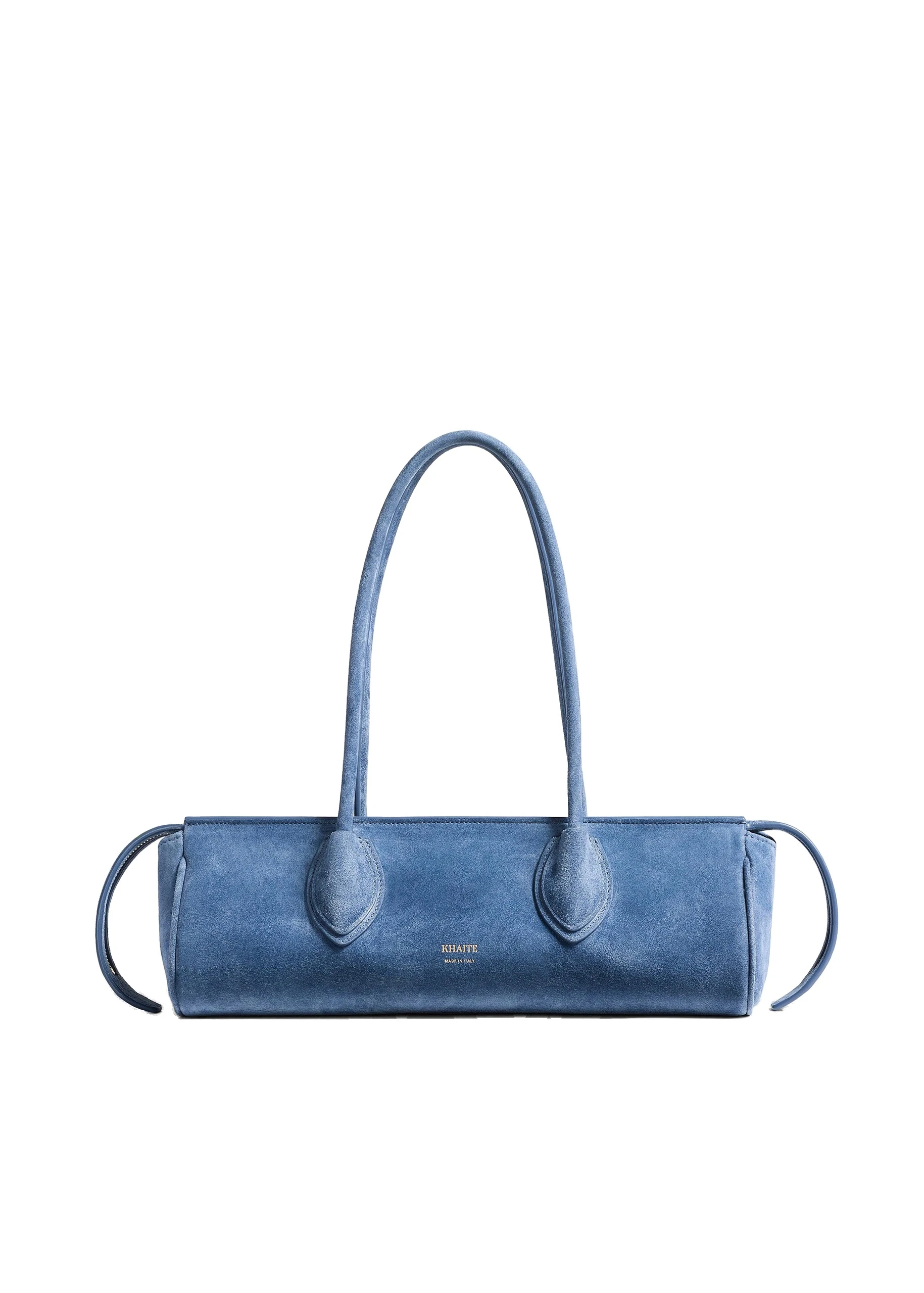 Khaite Donna Shoulder Bag in Cloud Iris Suede | Buy Bags at Luxury Shoes Khaite Donna Shoulder Bag in Cloud Iris Suede