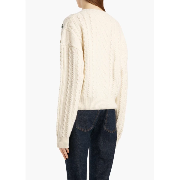 Elias Embroidery Sweater in Ivory - Image 4