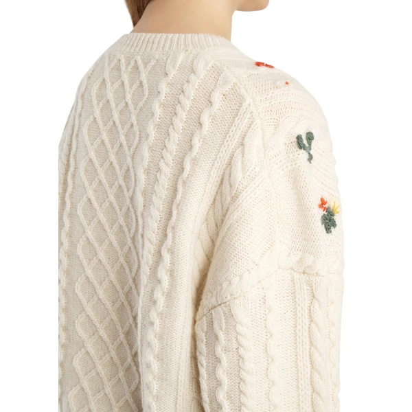 Elias Embroidery Sweater in Ivory - Image 6