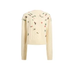 Khaite Elias Embroidery Sweater in Ivory | Knitwear | Luxury Shoes 