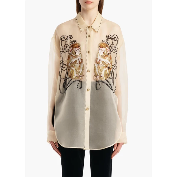 Goya Top in Champagne Monkey Embroidery - Image 2