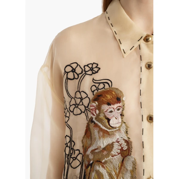 Goya Top in Champagne Monkey Embroidery - Image 4