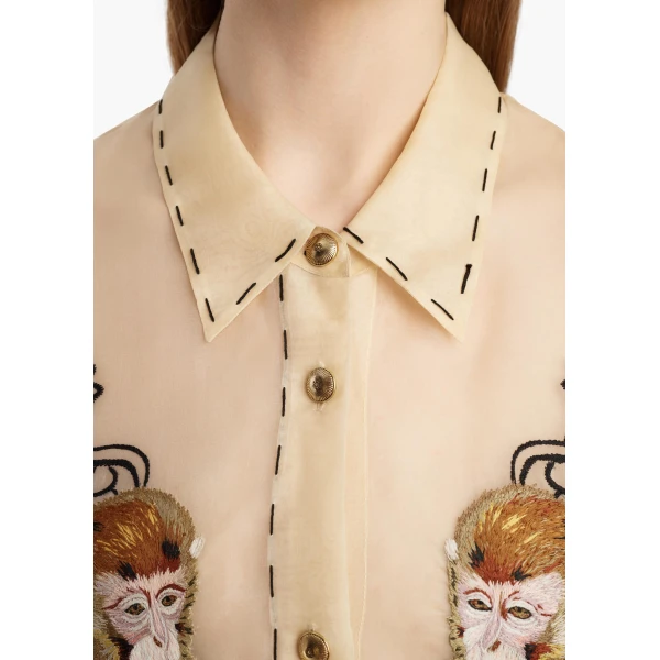Goya Top in Champagne Monkey Embroidery - Image 5